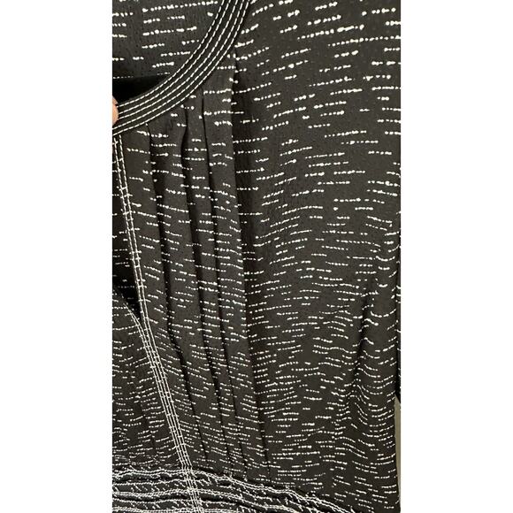 Burberry Black White Swingy Mini Dress Long Sleeve Swiss Dot Silk Small/4-6 - Picture 3 of 12